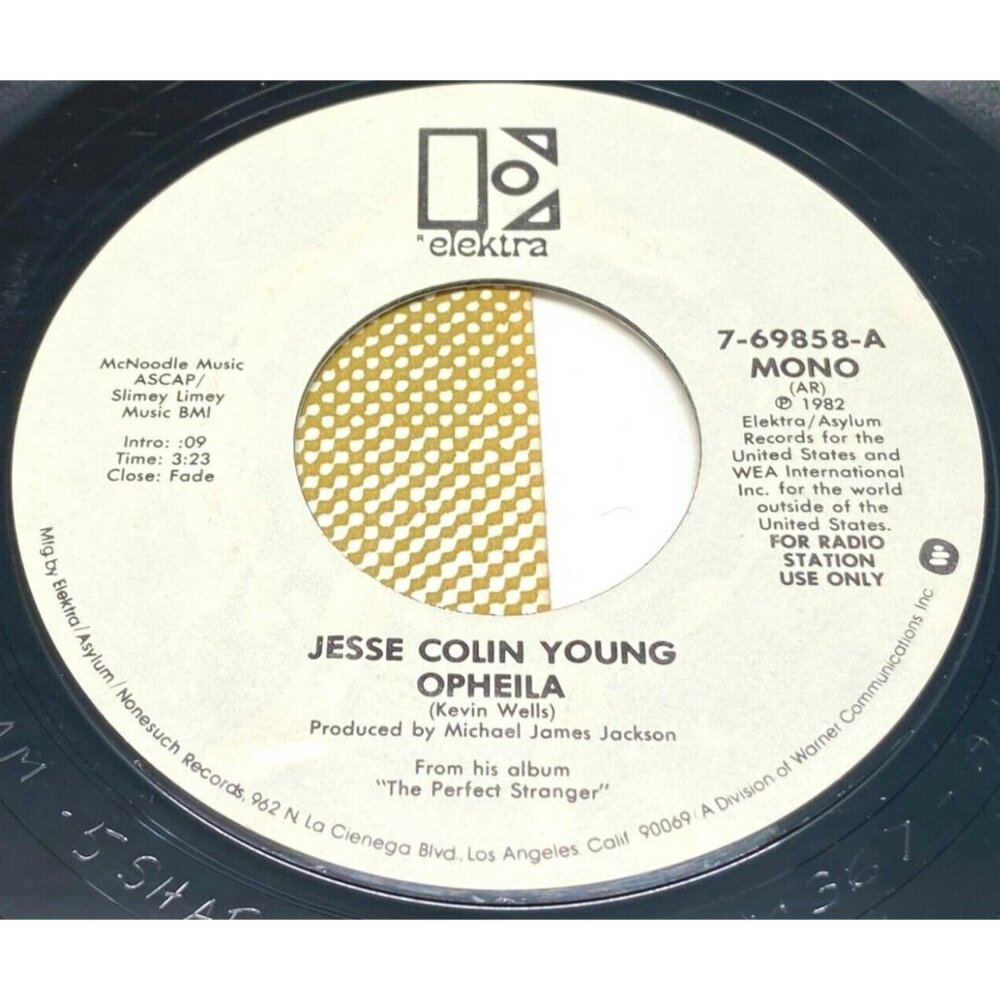 Jesse Colin Young Ophelia 45 Vinyl 80s Country Promo Mono Stereo Elektra 69858